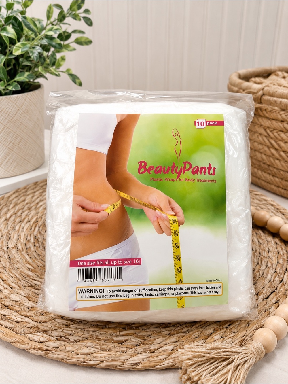 White Plastic Body Wraps for Exfoliant & Body Treatments (10 Pack)